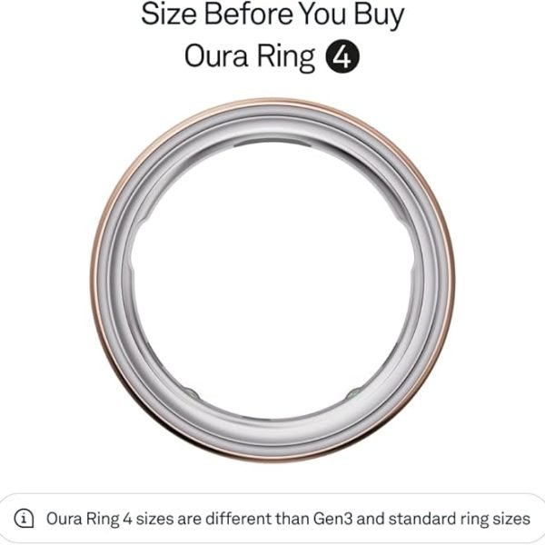 Oura Ring 4 - Rose Gold - Size 8 - Smart Ring - Unique Sizing, Not Standard US Ring Sizes - Size First - Sleep Tracking Wearable - Heart Rate - Fitness Tracker - Up to 8 Days of Battery Life