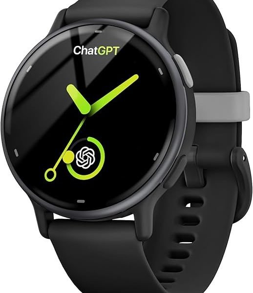 AI ChatGPT Translator Watch, Fitness Tracking, Heart Rate & Sleep Monitor, OLED Display, Titanium Alloy Waterproof, Multi-Sport Modes, Black