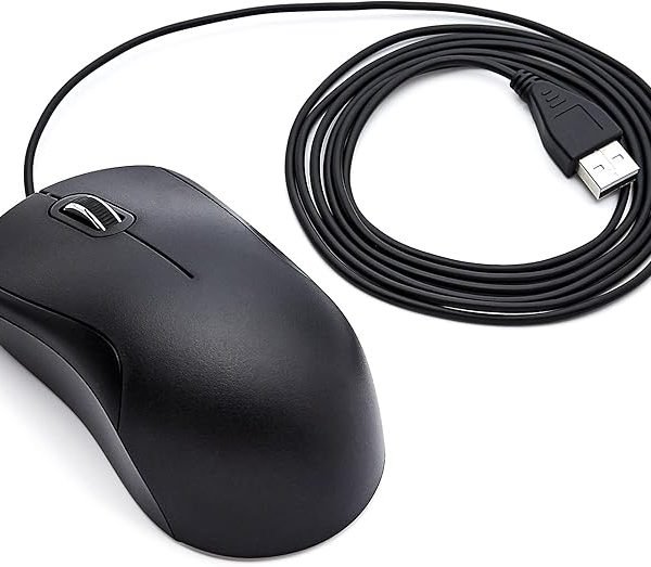 Amazon Basics 3-Button USB Wired Mouse with Precision Scroll Wheel, Standard, Black