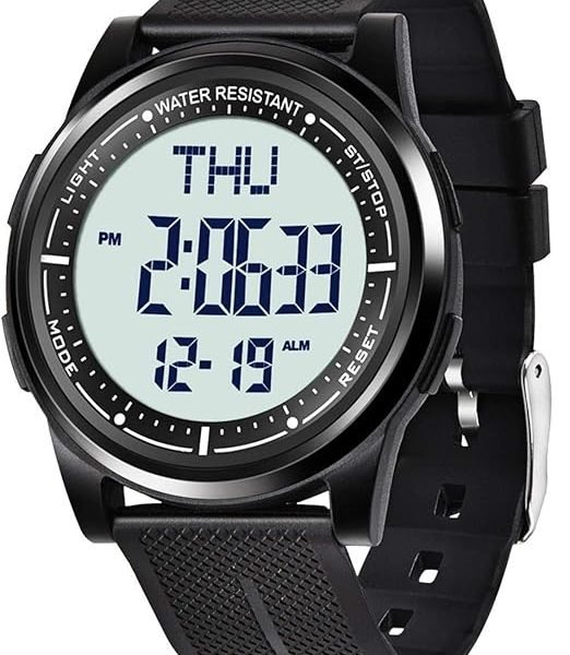 Beeasy Digital Watch Waterproof with Stopwatch Alarm Countdown Dual Time, Ultra-Thin Super Wide-Angle Display Digital Wrist Watches for Men Women