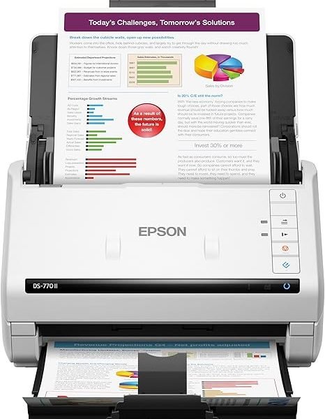 Epson DS-770 II Color Duplex Document Scanner for PC and Mac, with 100-page Auto Document Feeder (ADF), Twain and ISIS Drivers