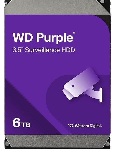 Western Digital 6TB WD Purple Surveillance Internal Hard Drive HDD - SATA 6 Gb/s, 256 MB Cache, 3.5" - WD64PURZ