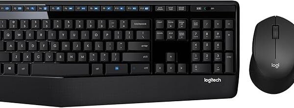 Logitech MK345 Wireless Keyboard and Mouse Combo with Palm Rest, 2.4 GHz USB Receiver, Compatible with PC, Laptop, Black