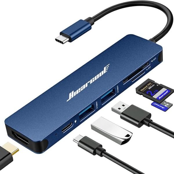 Hiearcool USB C Hub for MacBook Air/Pro, 7-in-1 USBC Adapter Multiport with 4K HDMI Dongle, USB-C Dock Laptop Docking Station for Thunderbolt 3/4 Laptops and Other Type-C Devices
