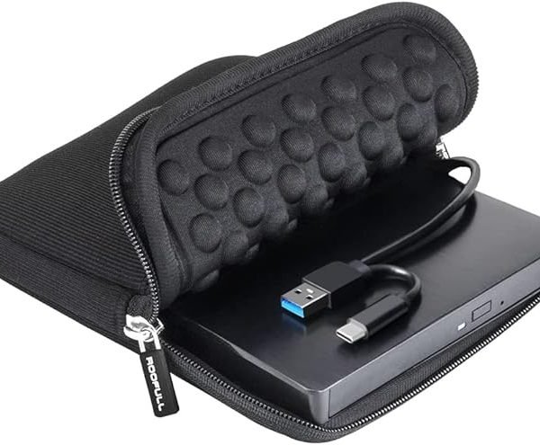 ROOFULL External CD DVD +/-RW Drive for Laptop Mac, USB 3.0 & USB-C CD DVD Disc Reader Writer Burner CD-ROM Portable DVD Player with Carrying Case for Windows 11/10 PC MacBook Pro Linux Computer