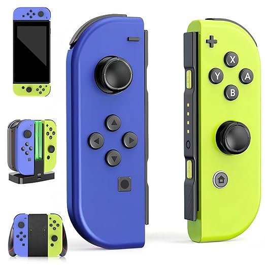 Switch Controller,Replacement for Switch/OLED/Lite,Wireless Remote with Dual Vibration,Motion Control,Screenshot,6-Axis Gyro,Wake-Up,Anti-Slip grip/Joystick,Left/Right Gamepad,No NFC,(Blue and Yellow)