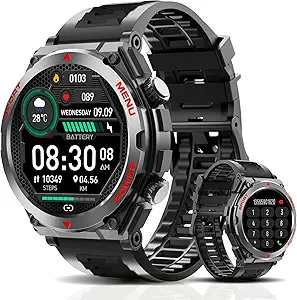 Military Smart Watch, 1.52-Inch Smartwatch with Text and Call, 24/7 Heart Rate Sleep Monitor, Blood Oxygen, and Activity Trackers - Compatible with iPhone and Android, for Men and Women